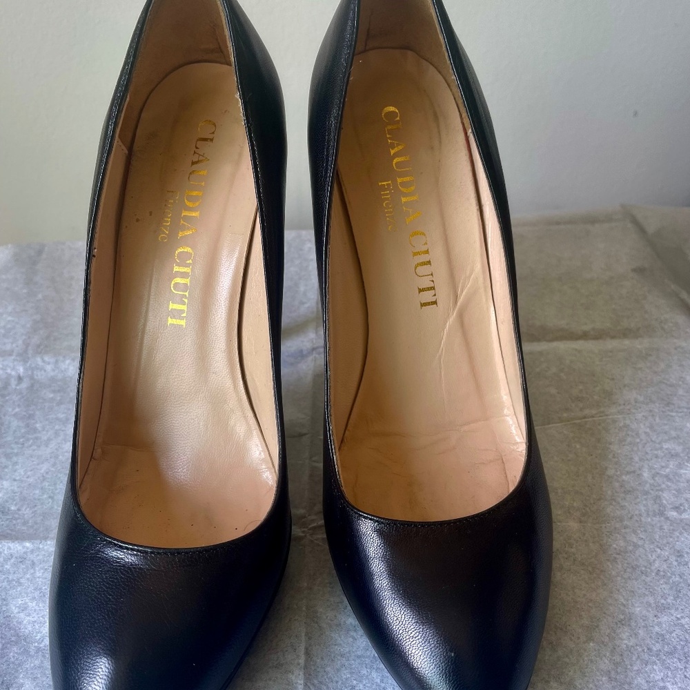 CLAUDIA CIUTI FIRENZE BLACK Stiletto HEELS ITALY SIZE 8 M ALL LEATHER PUMPS